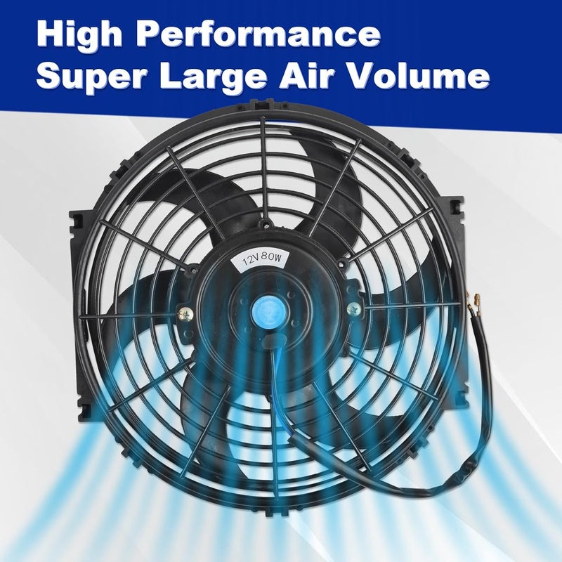 SSN 10" Electric Radiator Cooling Fan Assembly Kit, Push Pull Electric Radiator Universal Slim Fan with 12V 80W Mount Kit Black - Image 5